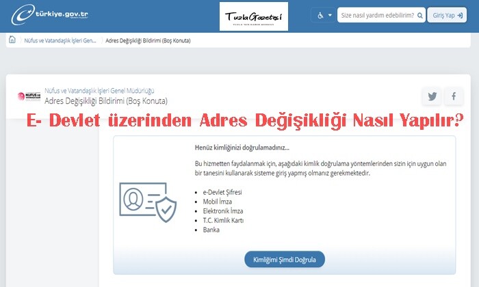 E- Devlet üzerinden Adres Değişikliği Nasıl Yapılır