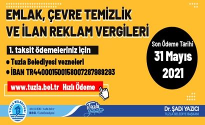 emlak vergisi son ödeme tarihi 31 mayıs 2021 tuzla