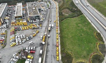 İstanbul’da Taksicilerin taksimetre kuyruğu havadan görüntülendi