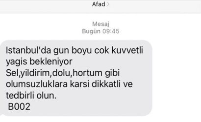 AFAD'dan SMS'li uyarı İstanbul'da sağanak yağış alarmı